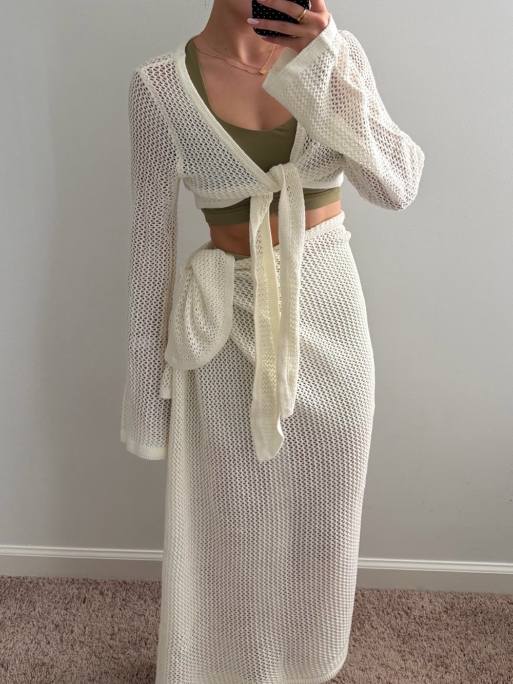 Ivory/White Crochet 2 pieces cover up